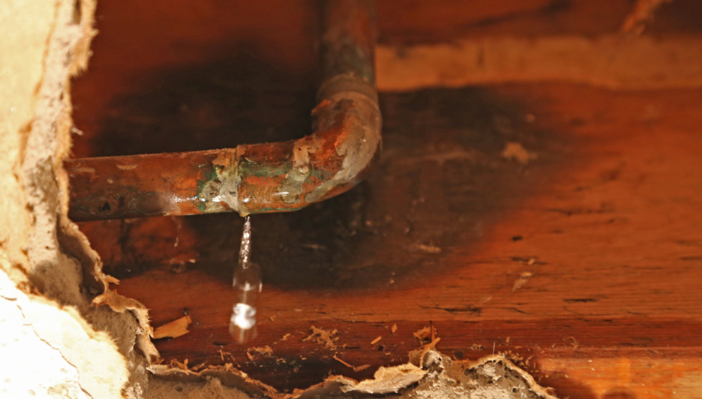 Copper plumbing pipe in home is leaking